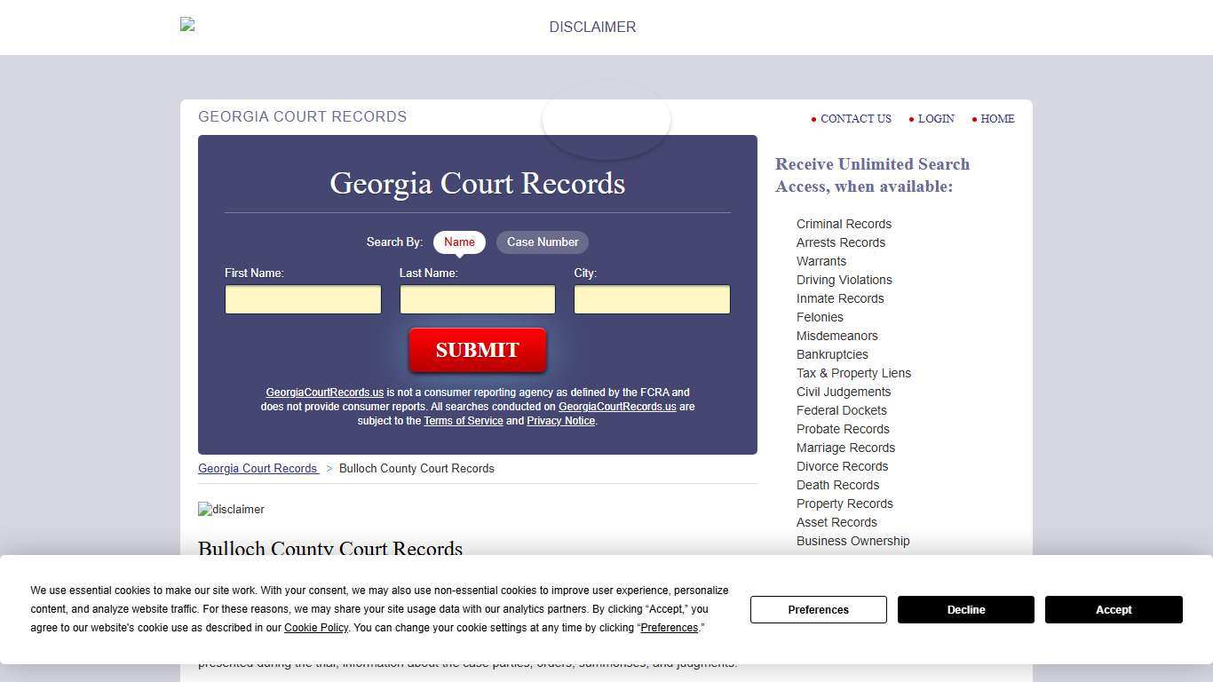 Bulloch County Court Records GeorgiaCourtRecords.us